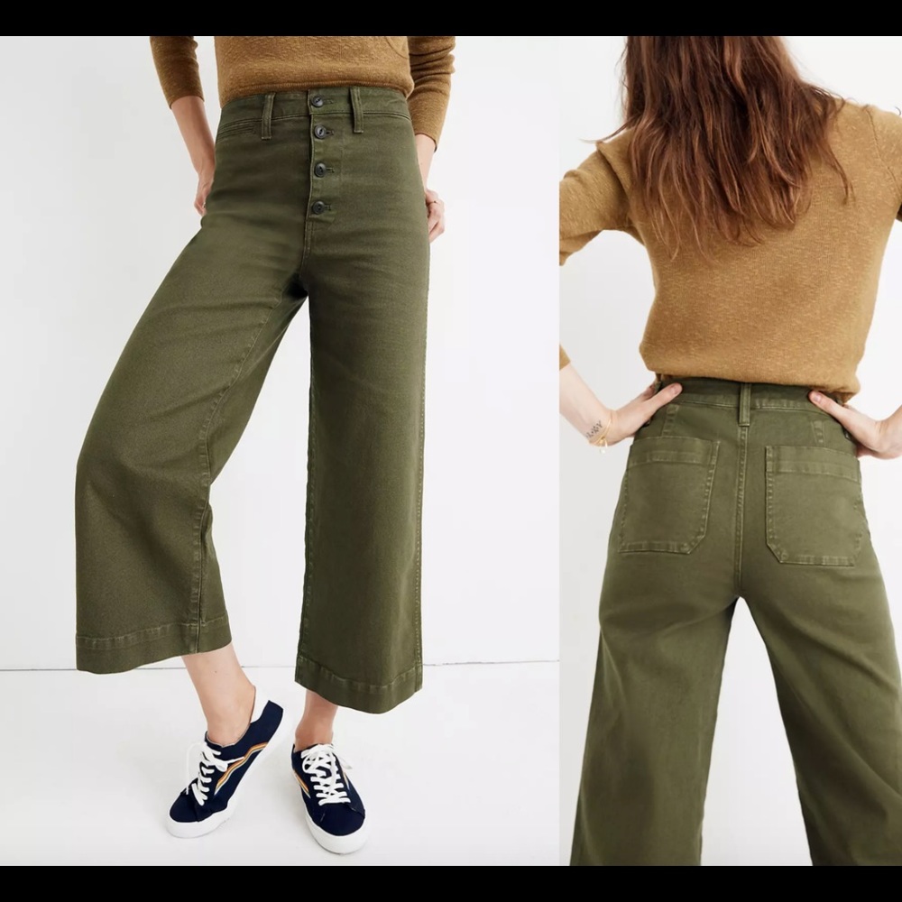 Madewell Button front Emmett Wide Leg Crop Pants